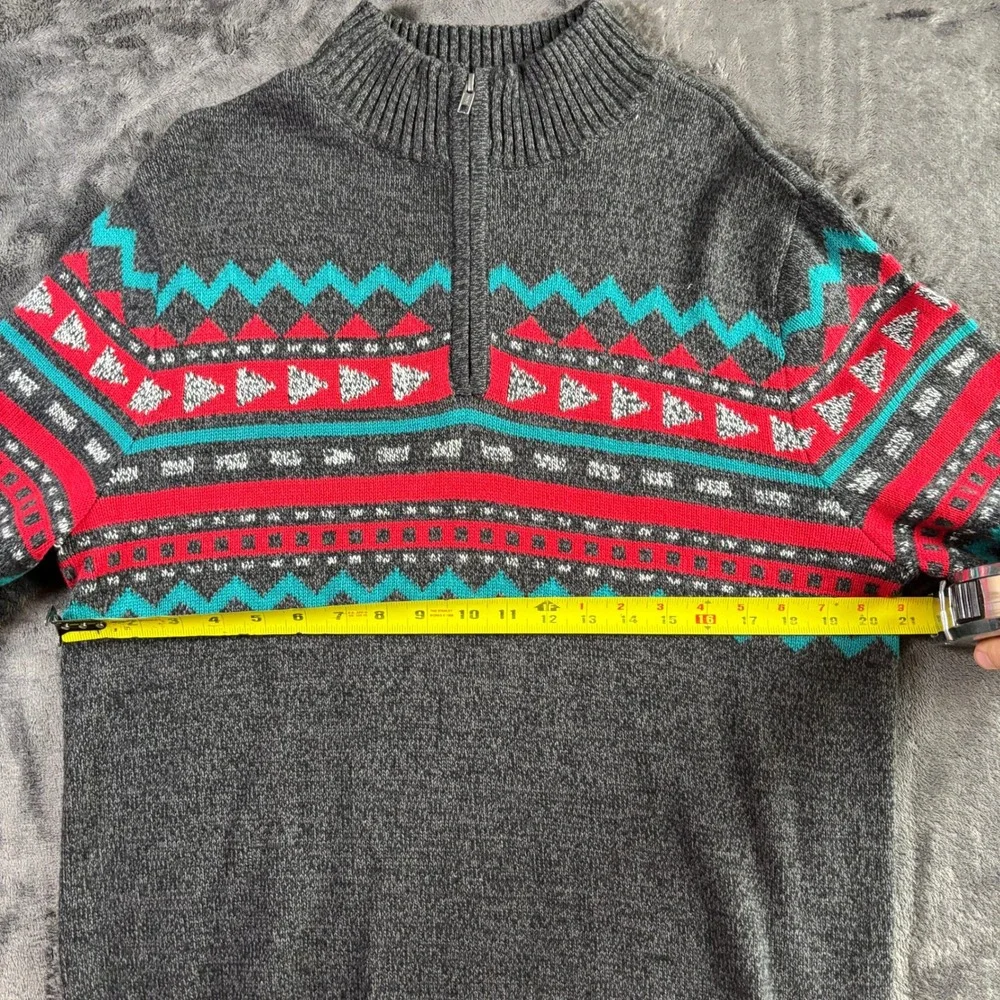 Urban Pipeline Mens Large Gray Fair Isle Geometric Quarter Zip‎ Pullover Sweater